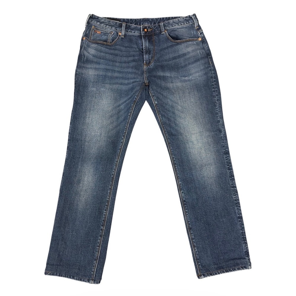 Emporio Armani Mens 32x26 Medium Wash Straight Leg Jeans 3R1J06 1DMXZ Blue Denim